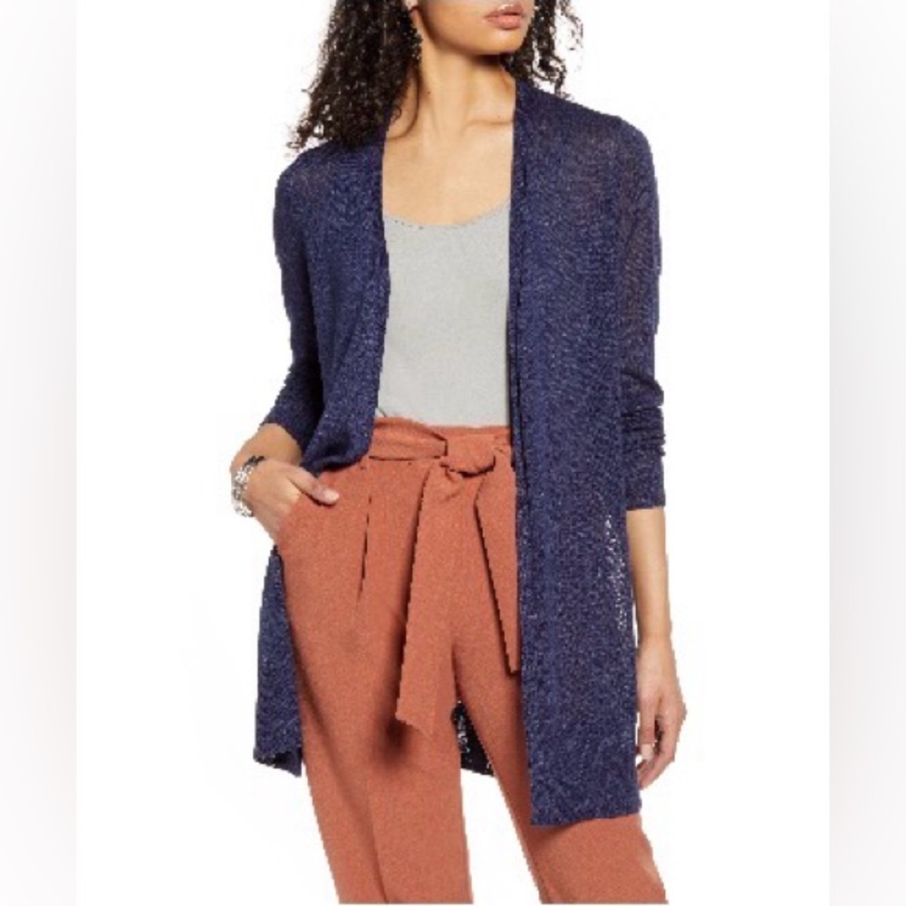 Halogen linen blend cardigan sweater Women Size XS